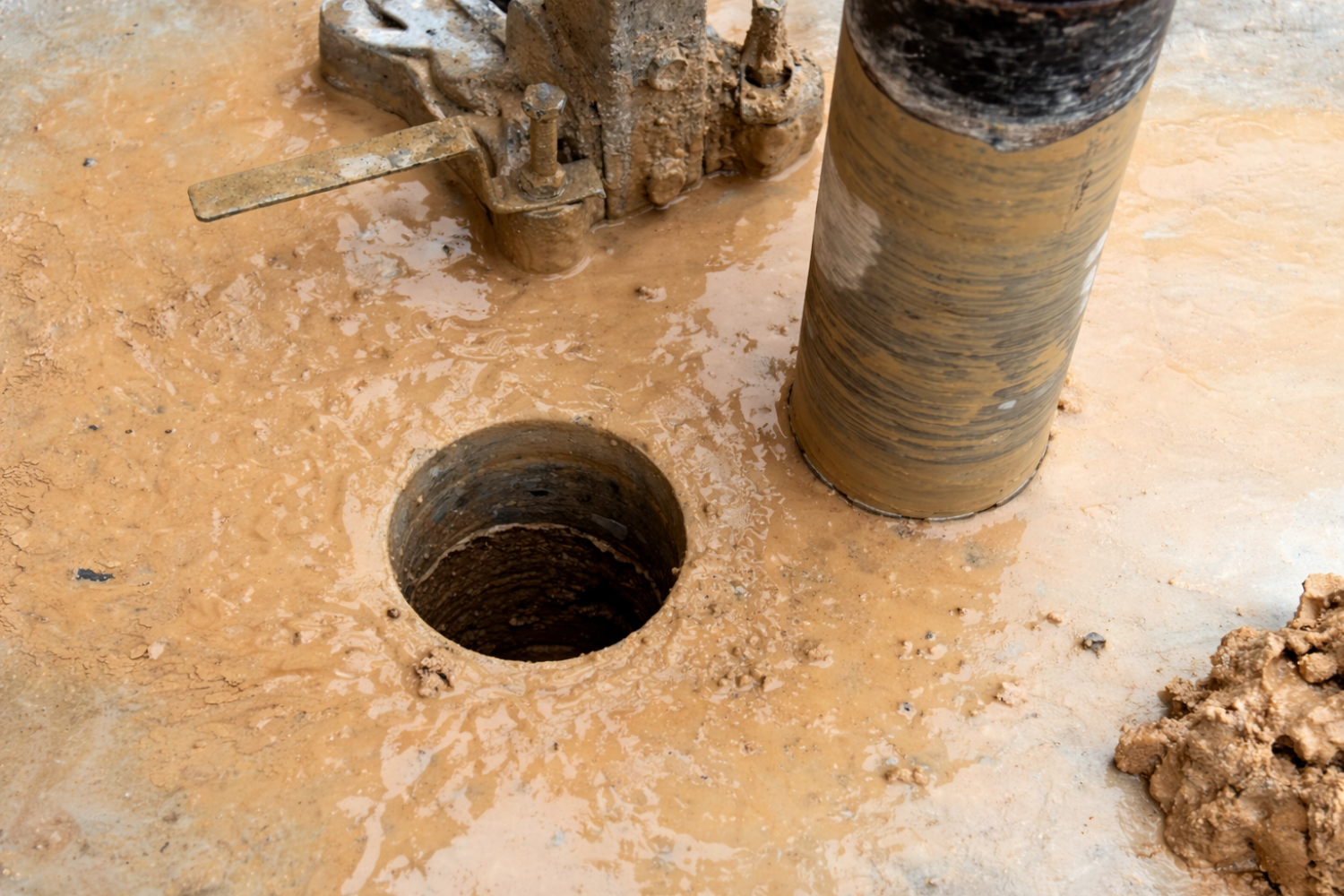 Close-up of drilled concrete core