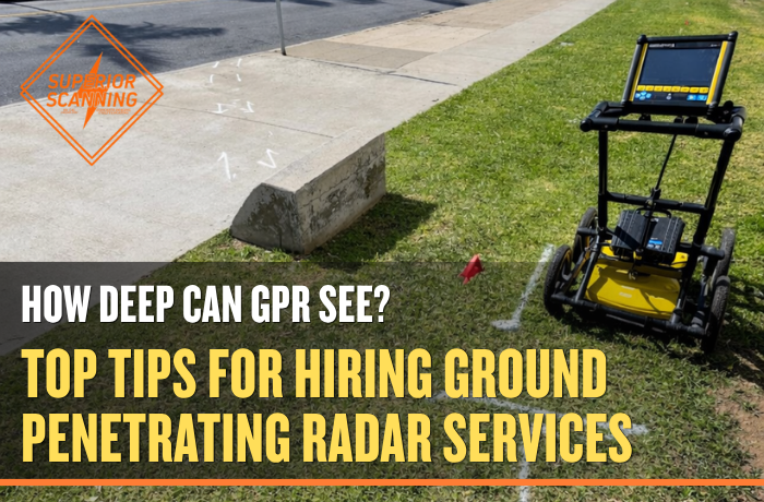 Ground penetrating radar on sunny sidewalk