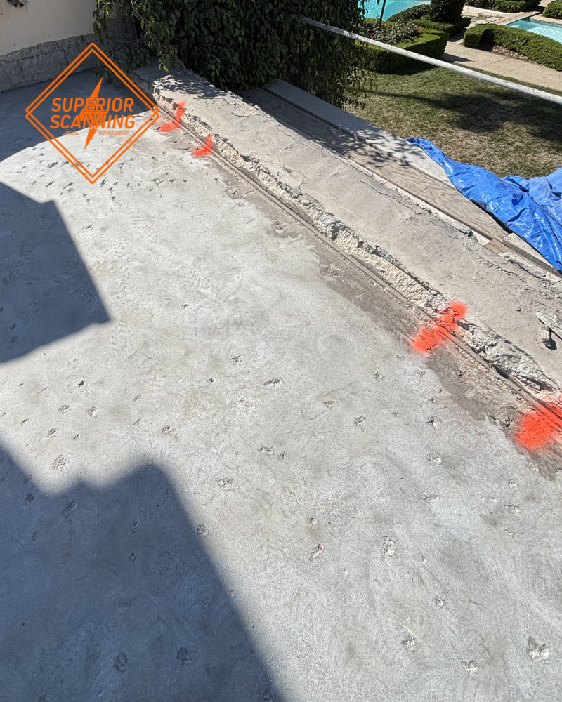A site showing markers for post-tension cable scan