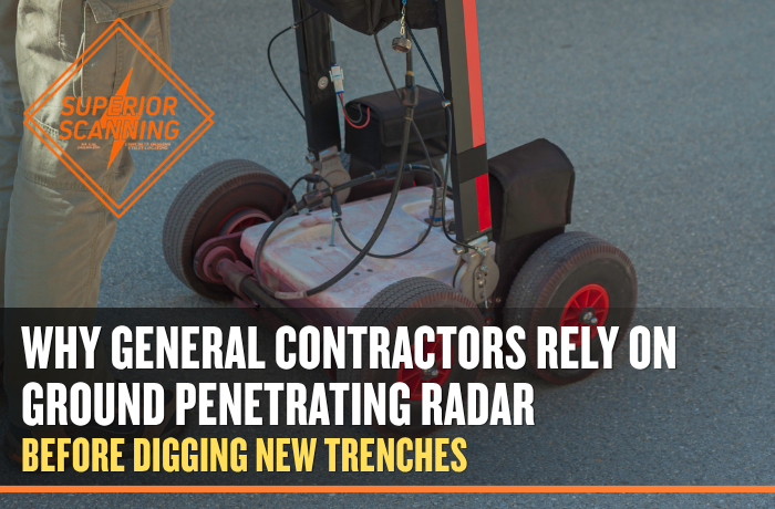 Ground penetrating radar equipment scanning pavement for utility locating, GPR utility mapping, and safer construction trenching.