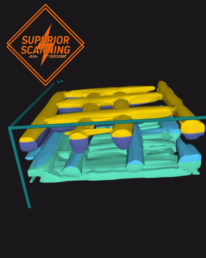 A 3D rendering of a rebar scan result.
